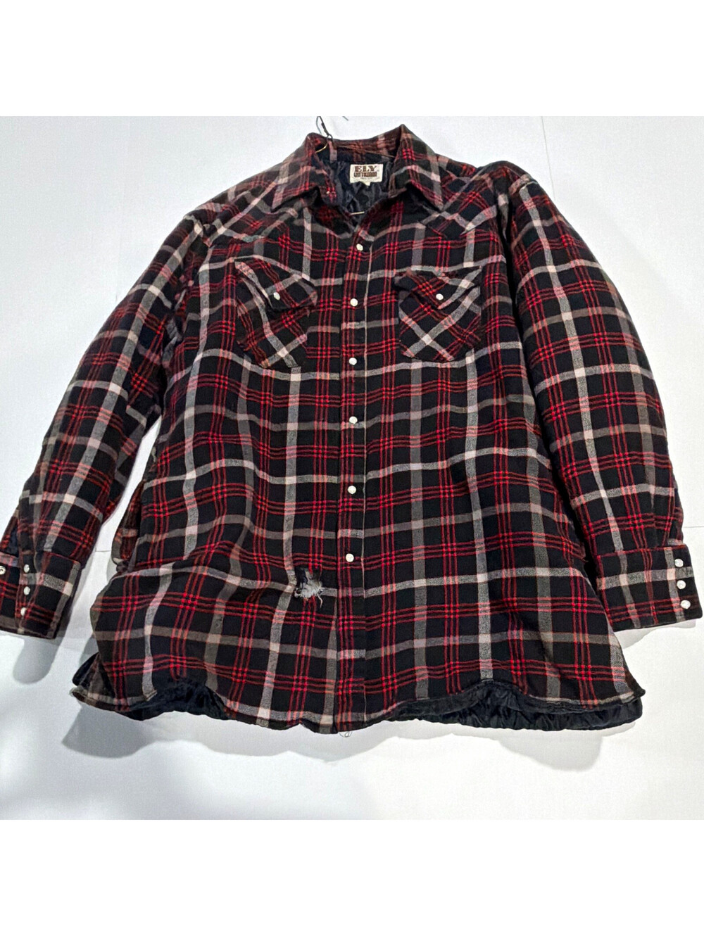 Ely Cattleman Men's L Plaid Flannel Long Sleeve Button-Up Shirt w/ Pockets Worn